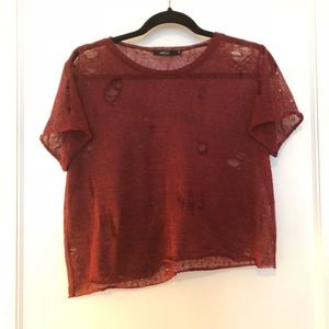 LF Uneven Distressed & Sheer Tee